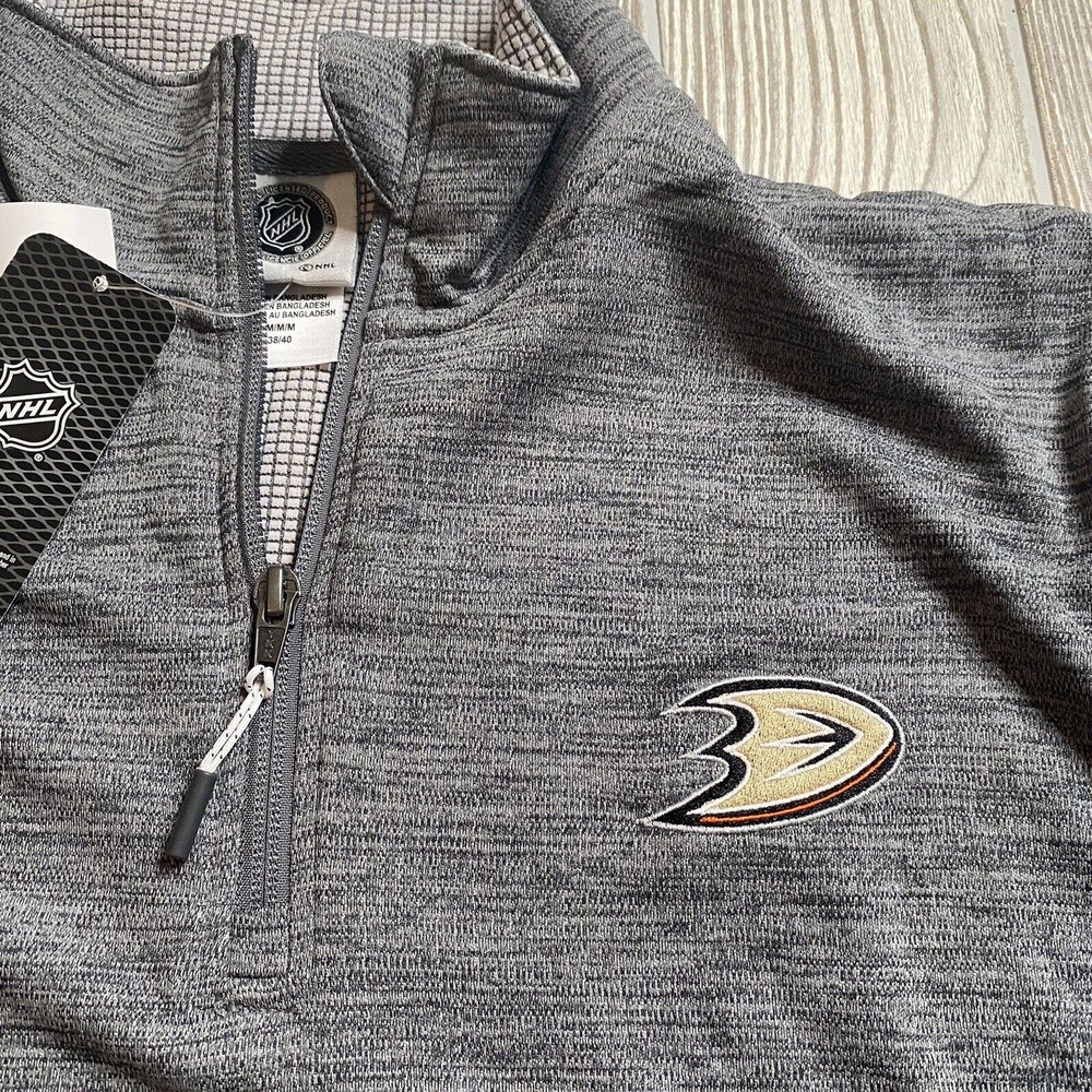 NHL Anaheim Ducks 1/4 Zip Pullover Men’s M Gray Lightweight Thermal NWT